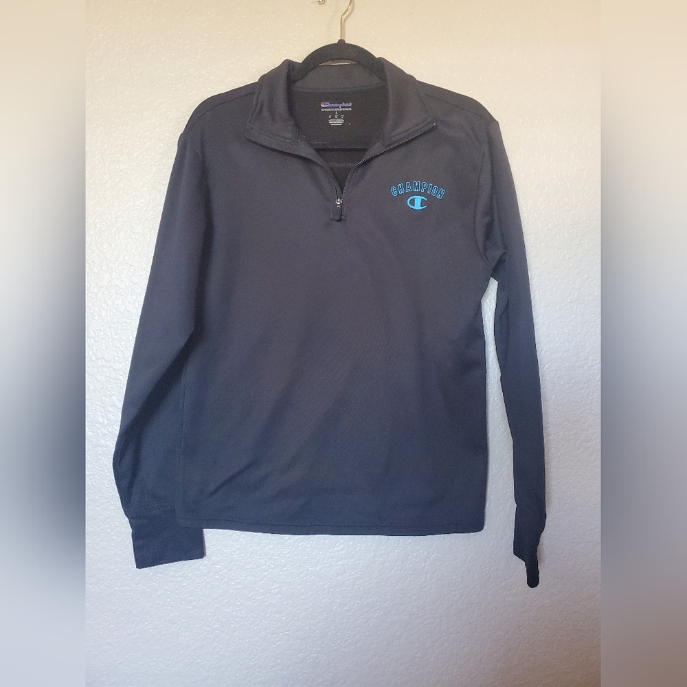Champion Black Quarter Zip Long Sleeve Sweatshirt Activewear Men's Size Small